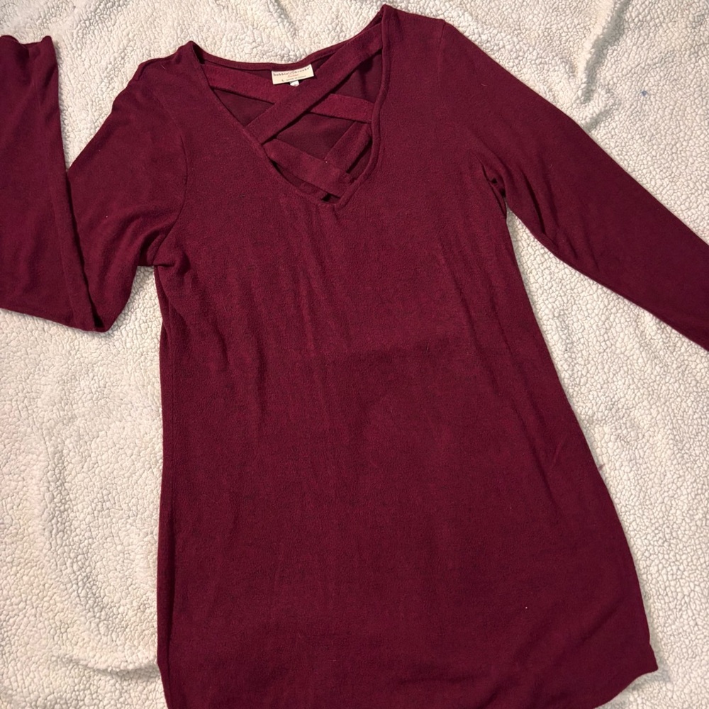 Bobbie Brooks Maroon Crisscross Top